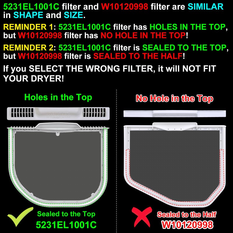 Jolaxy 5231EL1001C Lint Filter Replacement for LG & Kenmore Dryers, Ultra Durable Dryer Lint Screen Trap, Compatible with Part Number AP5248138 PS3527575 - Image 3